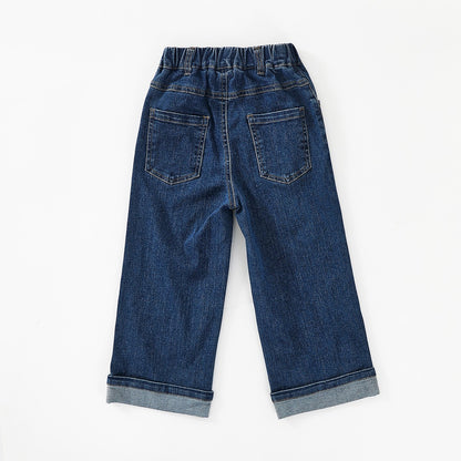 Embroidered Loose-Fit Denim Pants