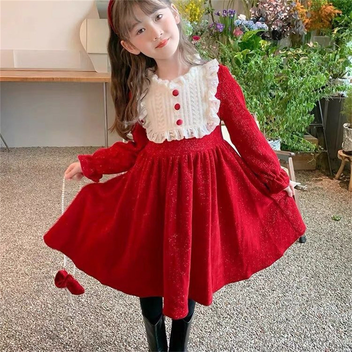 girls' fashionable winter thickened dress