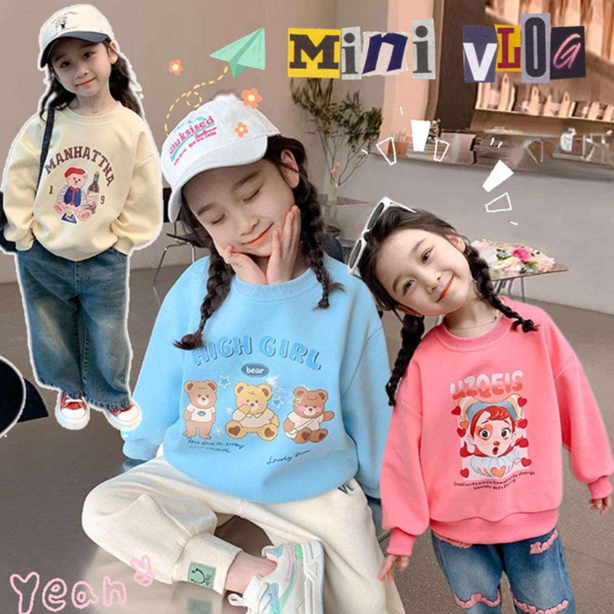 Girls sweatshirt spring and autumn new style little girl spring casual long-sleeved top baby spring clothes