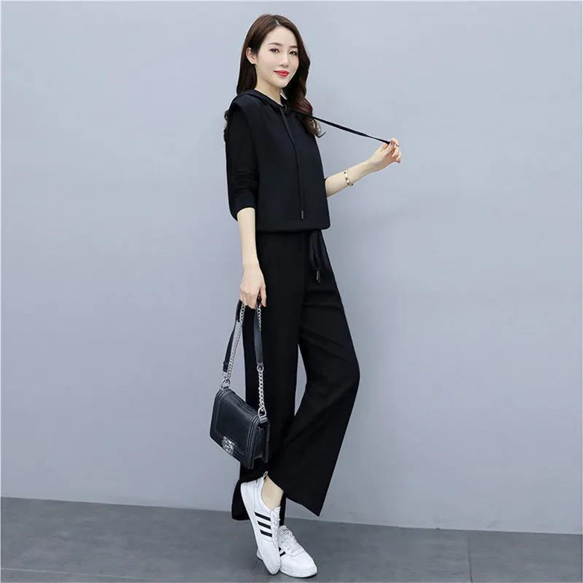 Women's slim wide-leg pants bottoming shirt casual three-piece suit