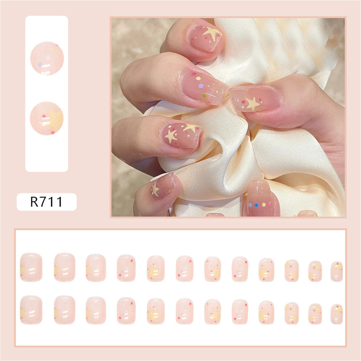 Sweet pink polka dot star nail art