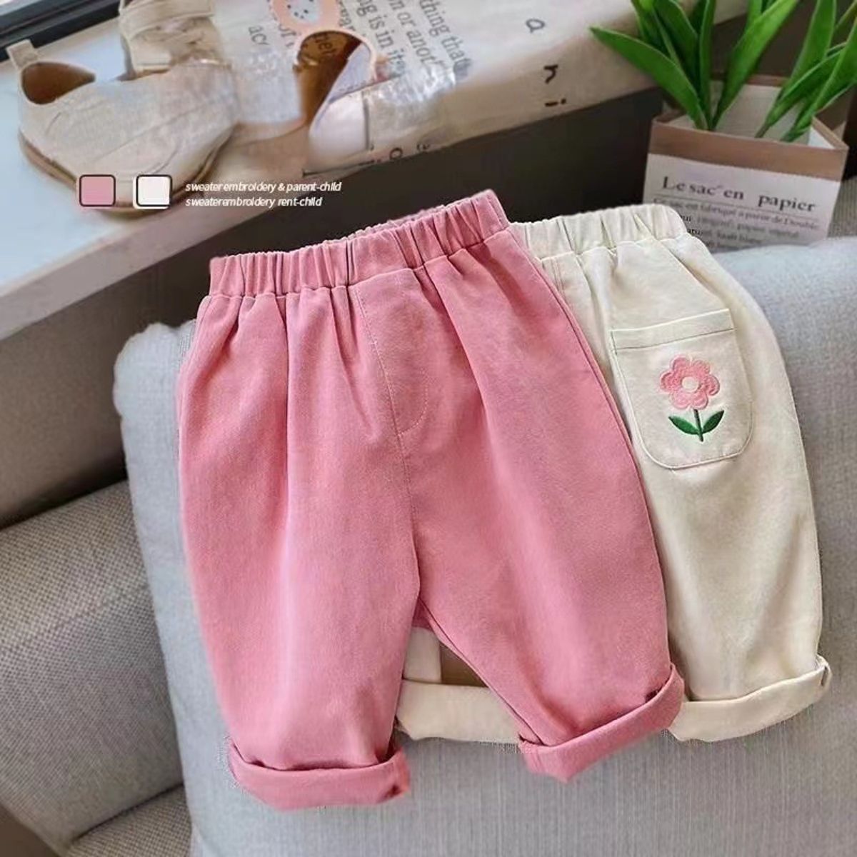 Girls pants spring new summer loose baby carrot pants girls casual straight