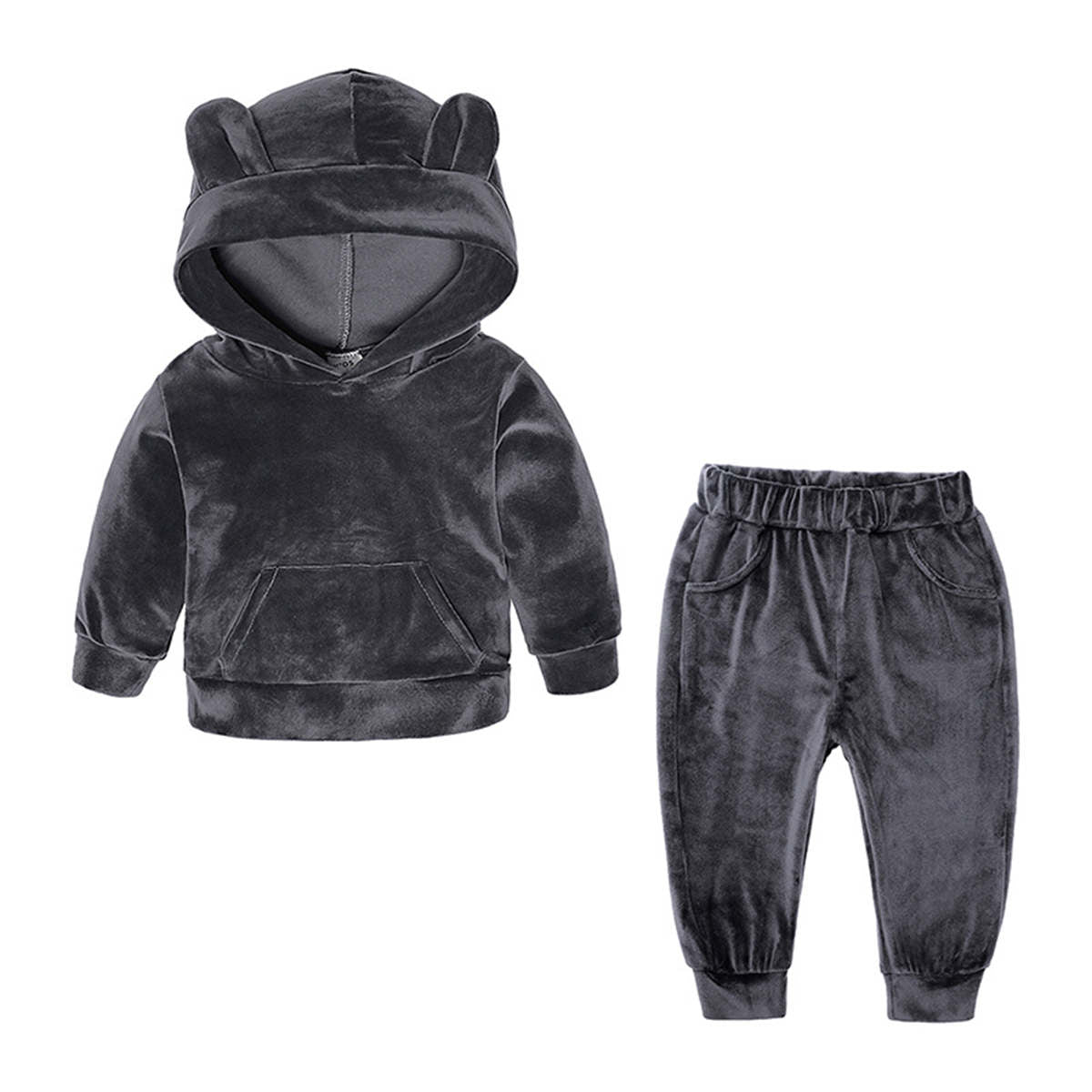 Baby autumn sweatshirt two piece set gold velvet sportswear