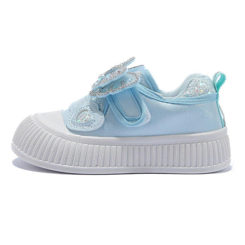 Cute autumn ladies' soft-soled low-top canvas shoes for middle and large children and girls