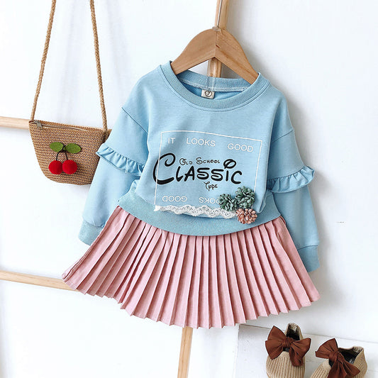 2-piece Letter Pattern Pullover & Skirt for Toddler Girl