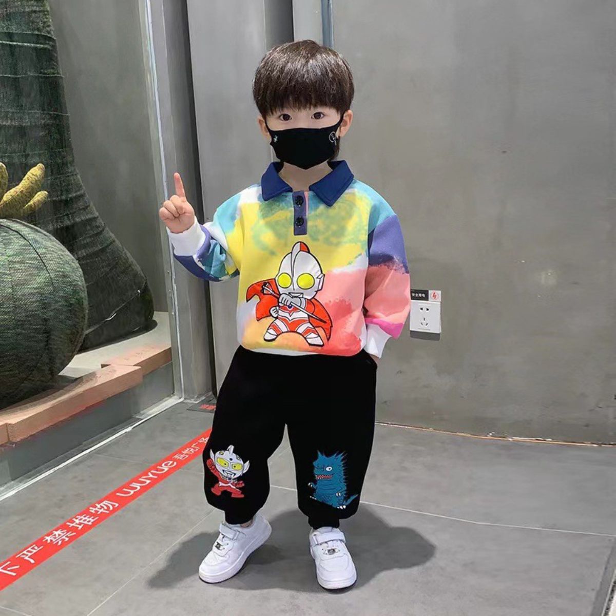 Ultraman Boys Spring Suit New Fashion Children's Spring and Autumn POLO Shirt Casual Sweater Two-piece Suit