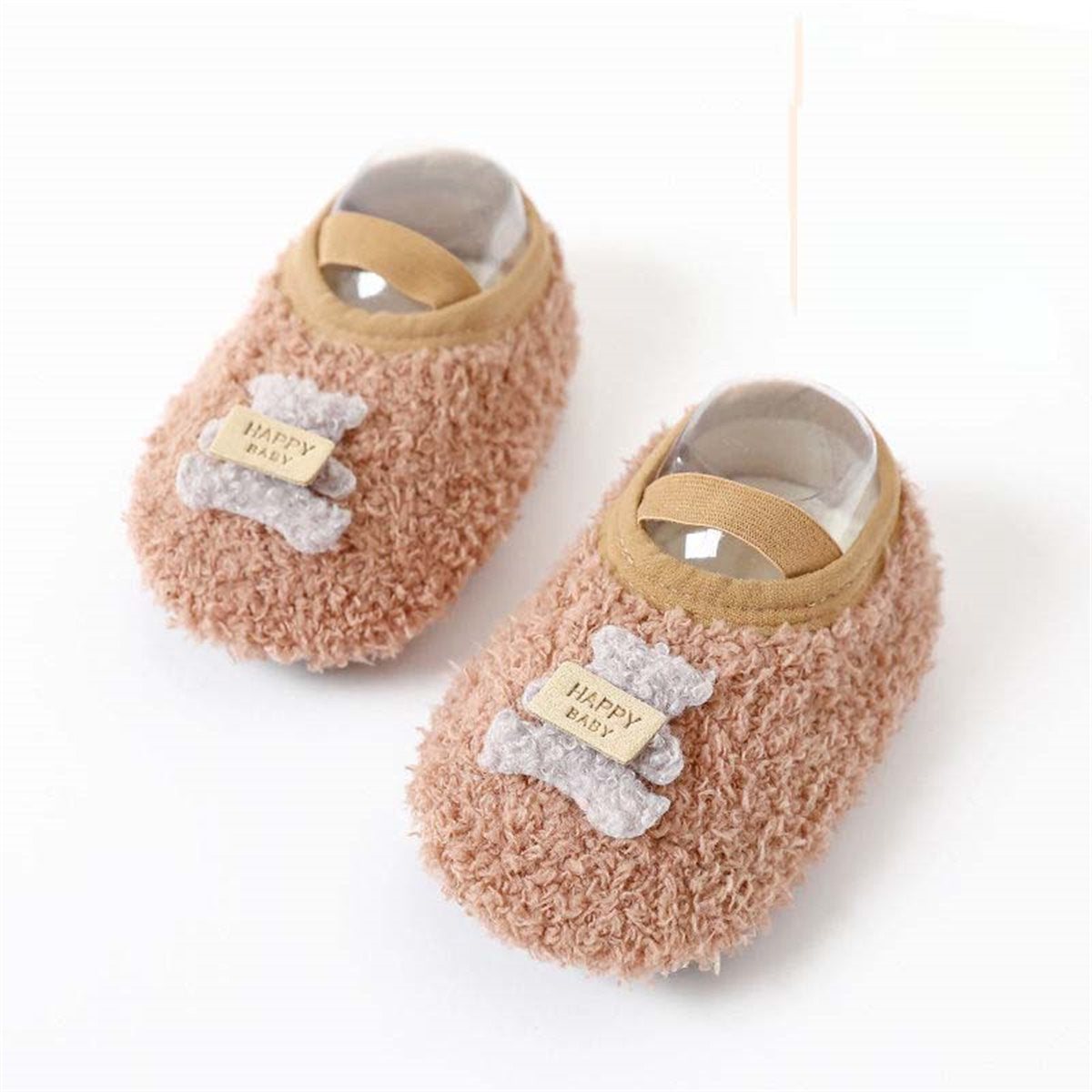 Baby and boy boys autumn and winter bear style furry warm non-slip rubber cotton shoes