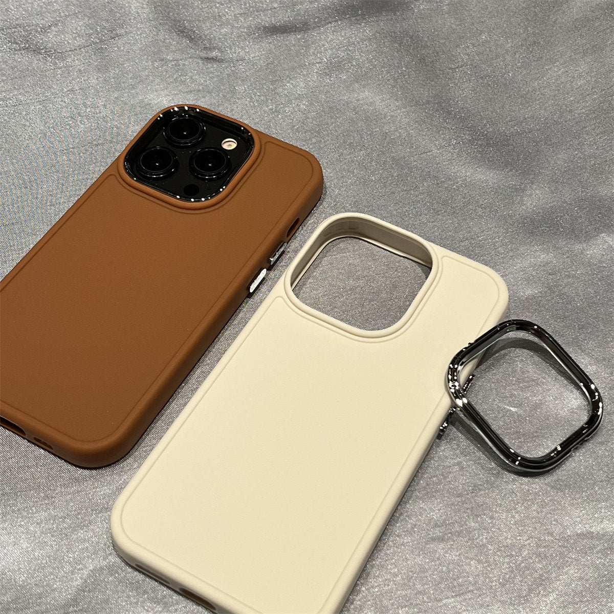 Apple simple solid color high-end soft shell phone case without lens