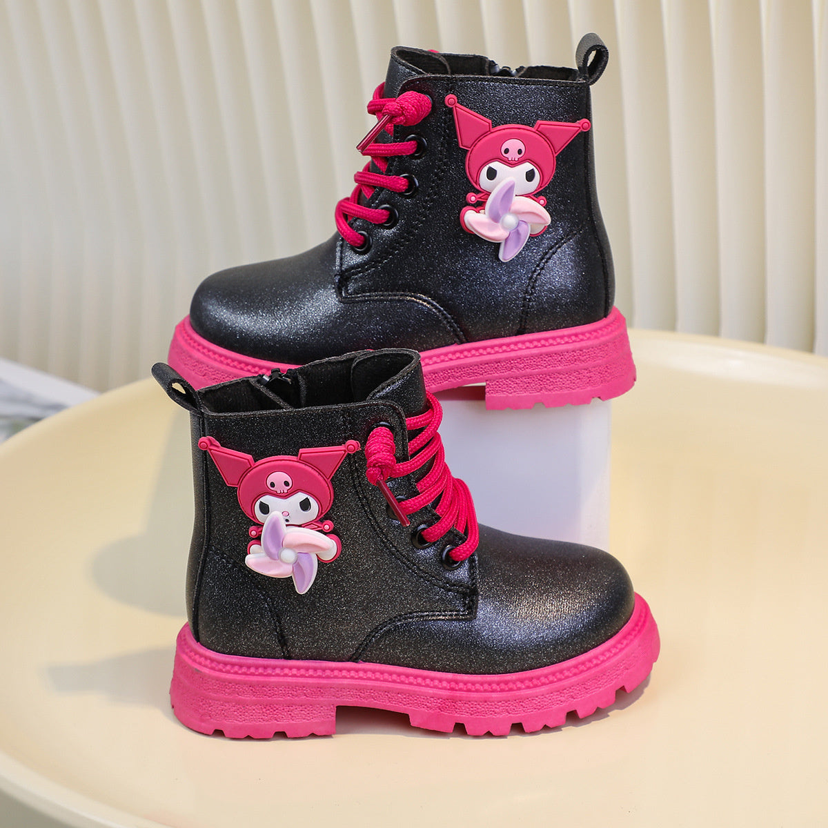 Cute cartoon Sanrio shiny waterproof and non-slip Martin boots for little girls in spring and autumn