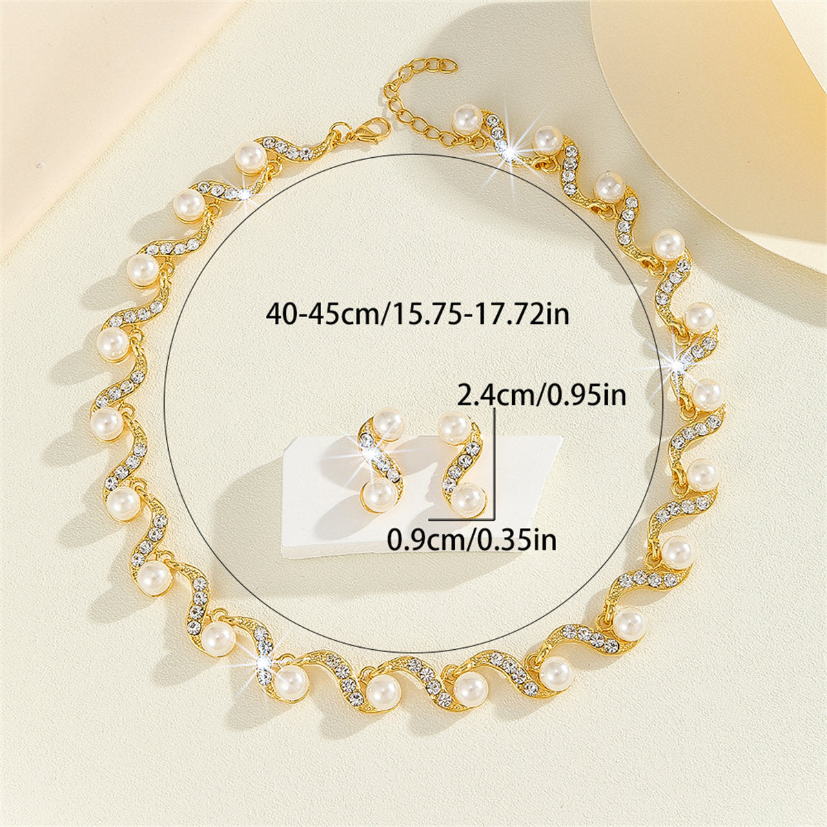 Women's 2-piece vintage elegant style sparkling pearl series bridal wedding accessories jewelry set