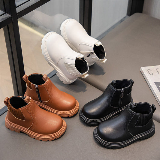 Winter solid color simple style waterproof warm Martin boots for boys and girls