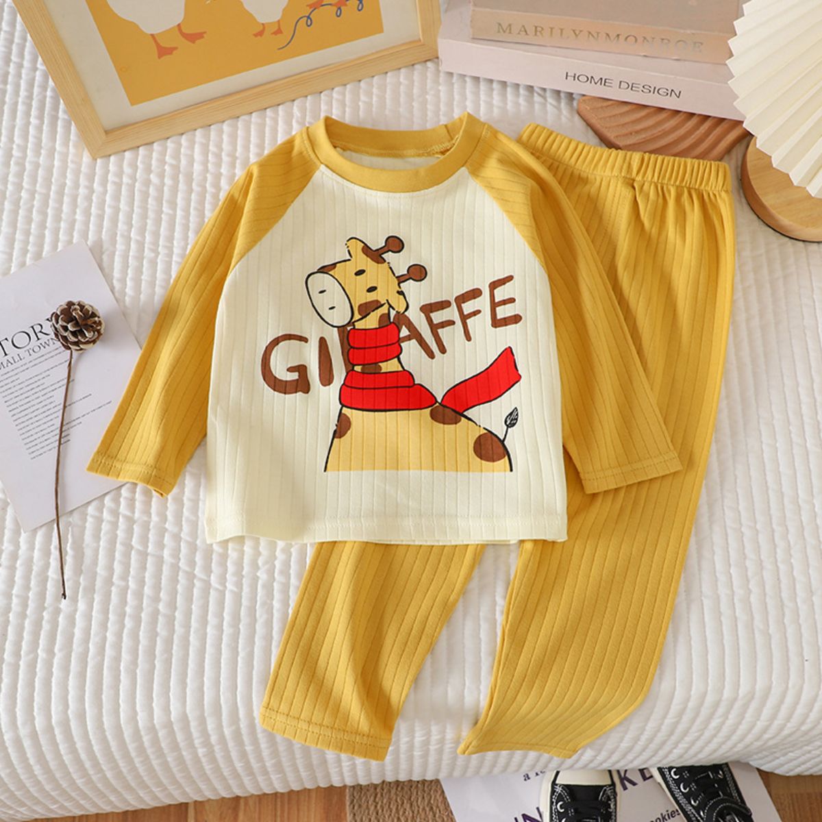 New autumn jacquard cotton suits for boys and girls long-sleeved underwear autumn clothes autumn trousers children's pajamas home clothes