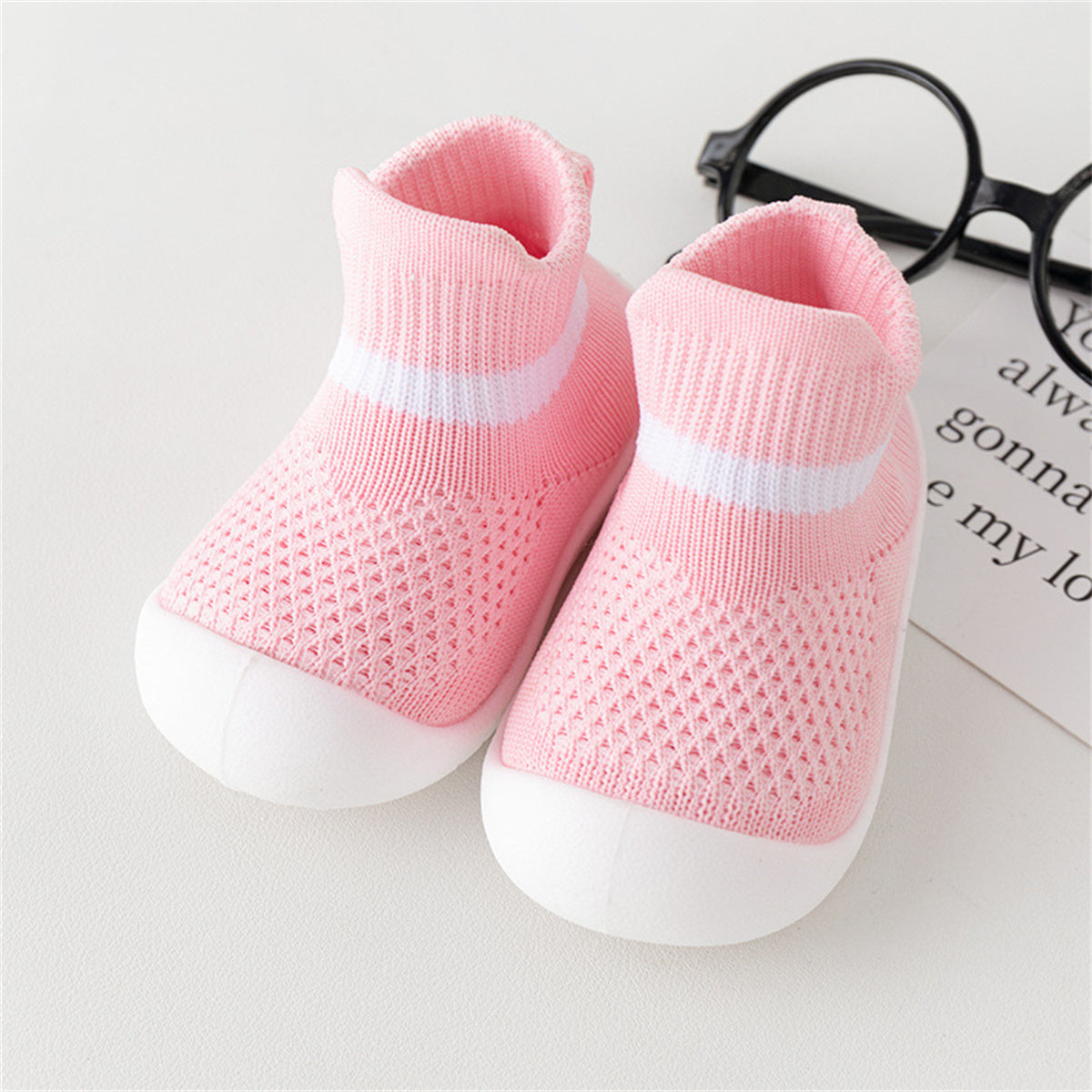 Children's spring and autumn solid color knitted simple breathable non-slip toddler shoes for boys and girls