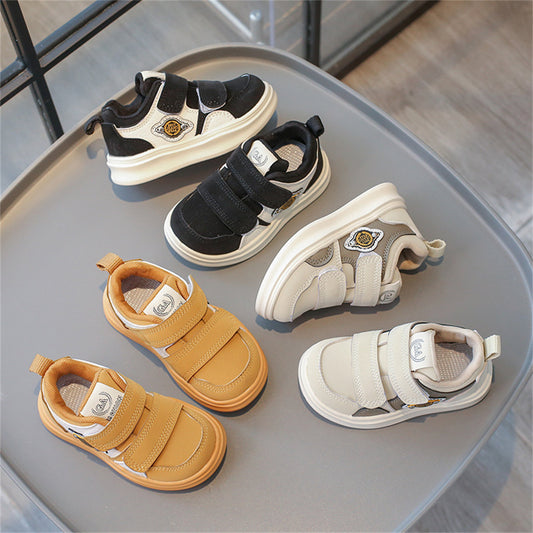 Cool and simple style for little boys, color matching, Velcro, lightweight, soft-soled low-top sneakers