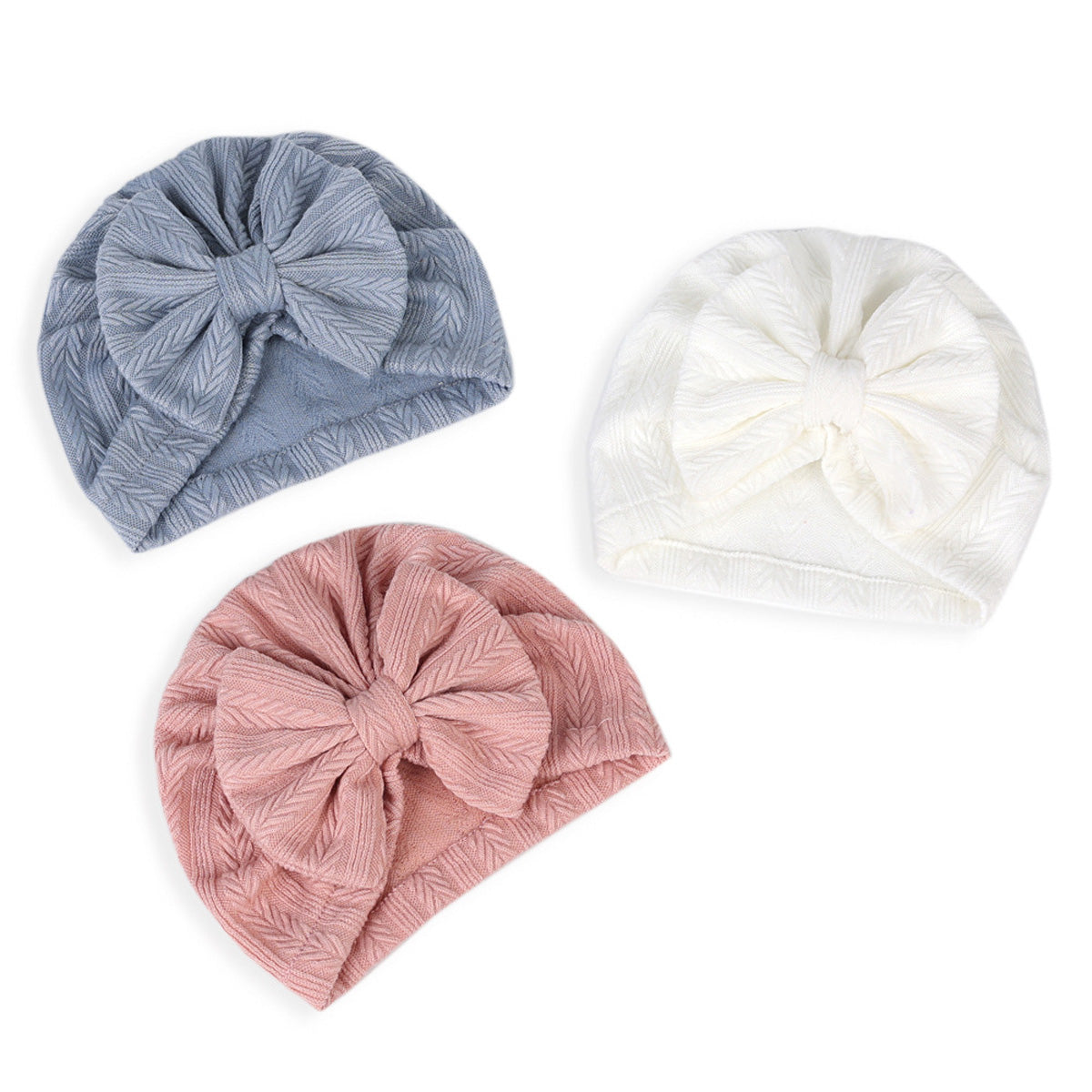 Baby Solid Color Bowknot Decor Tire Cap