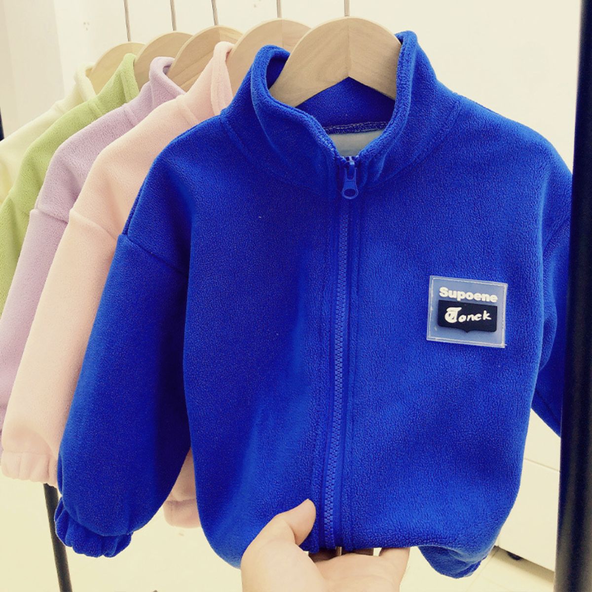 Children's coats, boys' fleece warm autumn and winter clothes, girls' casual tops