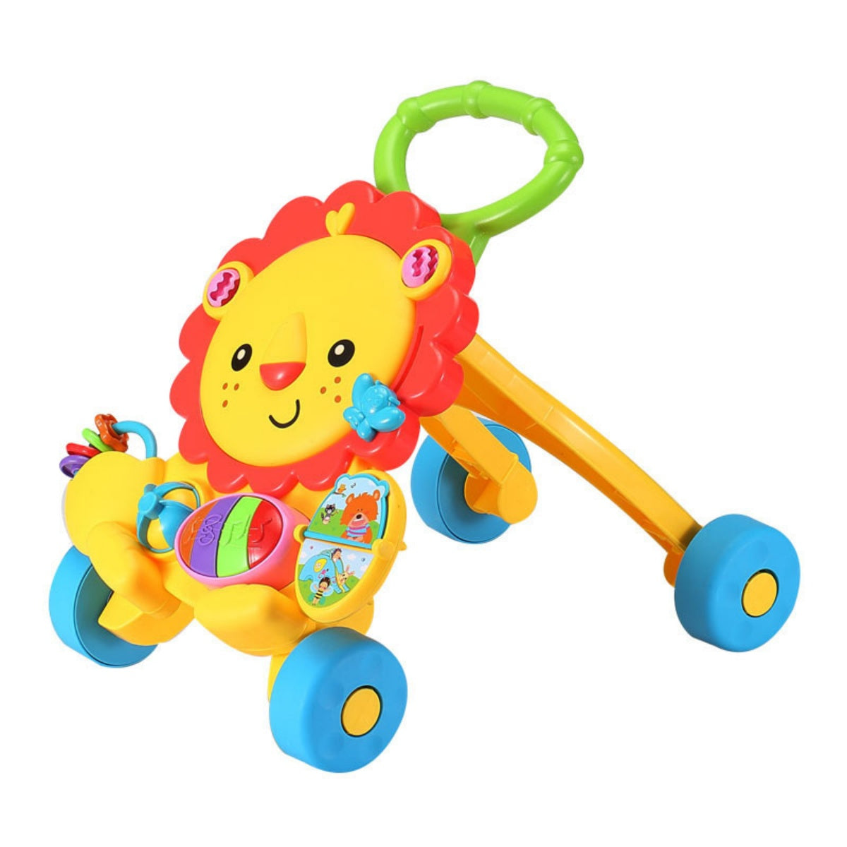 2-in-1 Musical Piano Lion Baby Push Walker with Interactive Activity Toys