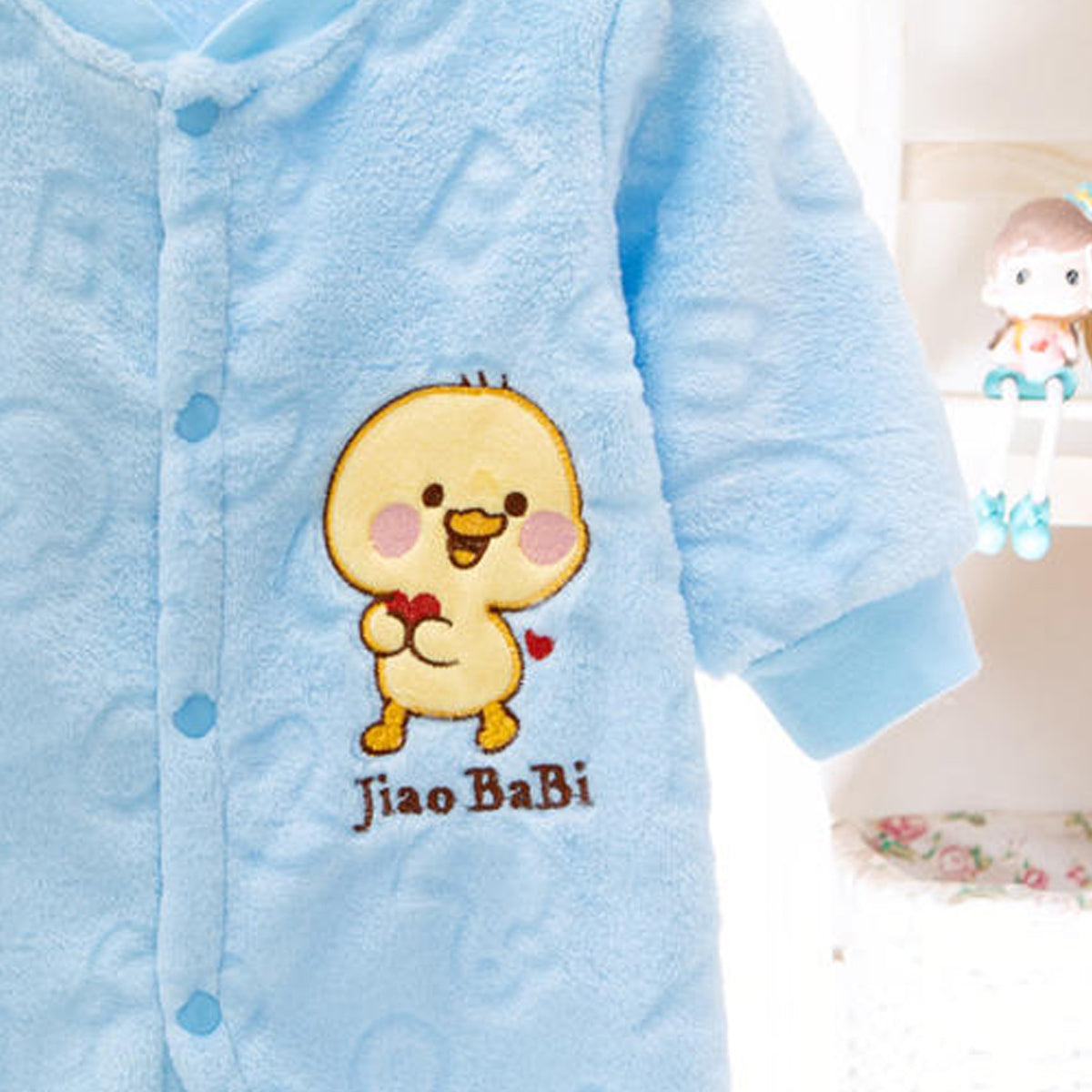 Infant and toddler jumpsuit coral fleece pajamas autumn and winter cute baby baby thick warm romper home crawling clothes