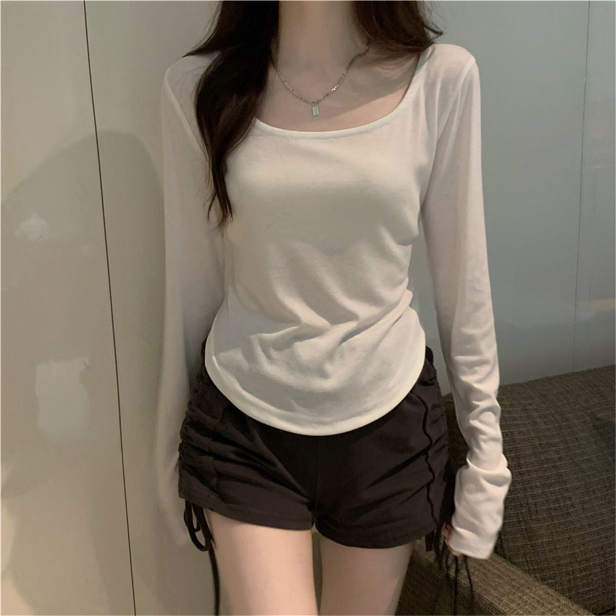 Long Sleeve T-Shirt Women's Slim Fit School Top