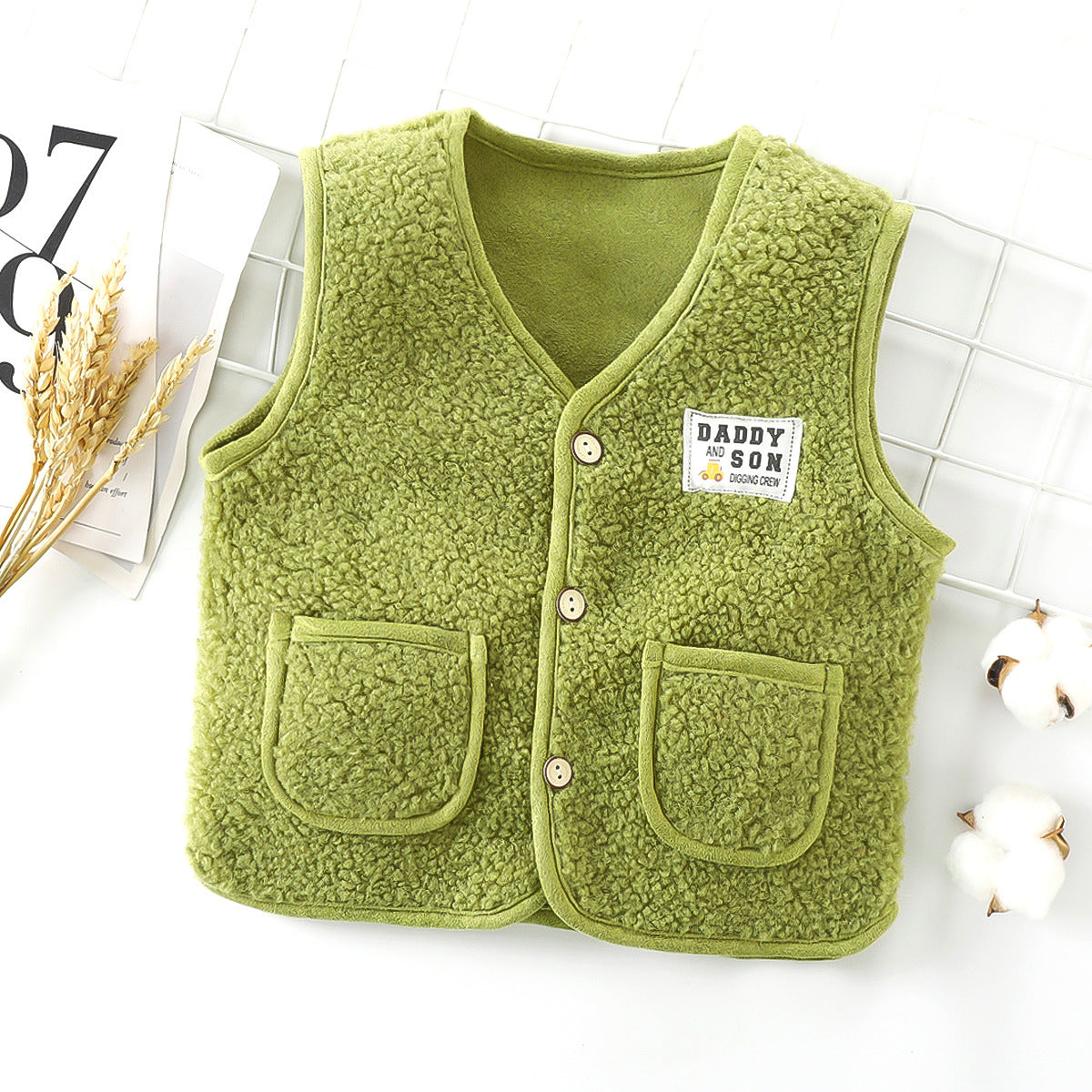 New children's polar fleece vest autumn and winter thickened baby cardigan warm men and women bottoming coat