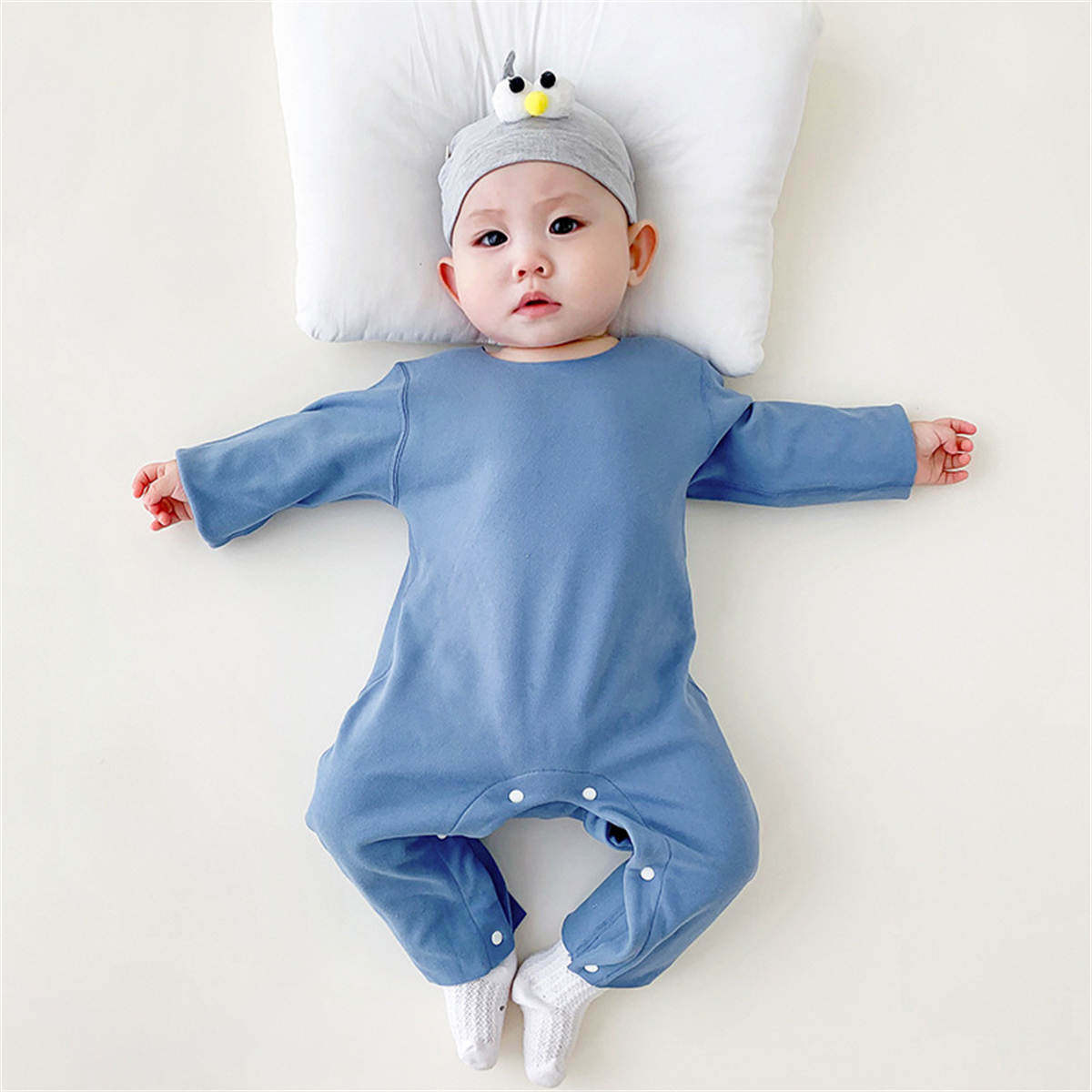 Infant and toddler double-sided brushed long-sleeved boneless warm romper