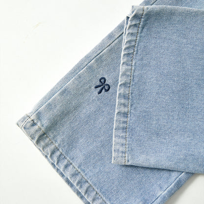 4-9 Years Embroidered Denim Wide-Leg Pants