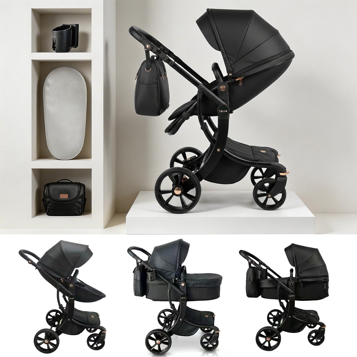 High-View Foldable Baby Stroller ｜ Luxury Baby Pram & Bassinet System ｜Spine Protection ｜Two-way