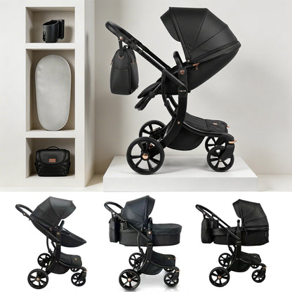High-View Foldable Baby Stroller ｜ Luxury Baby Pram & Bassinet System ｜Spine Protection ｜Two-way