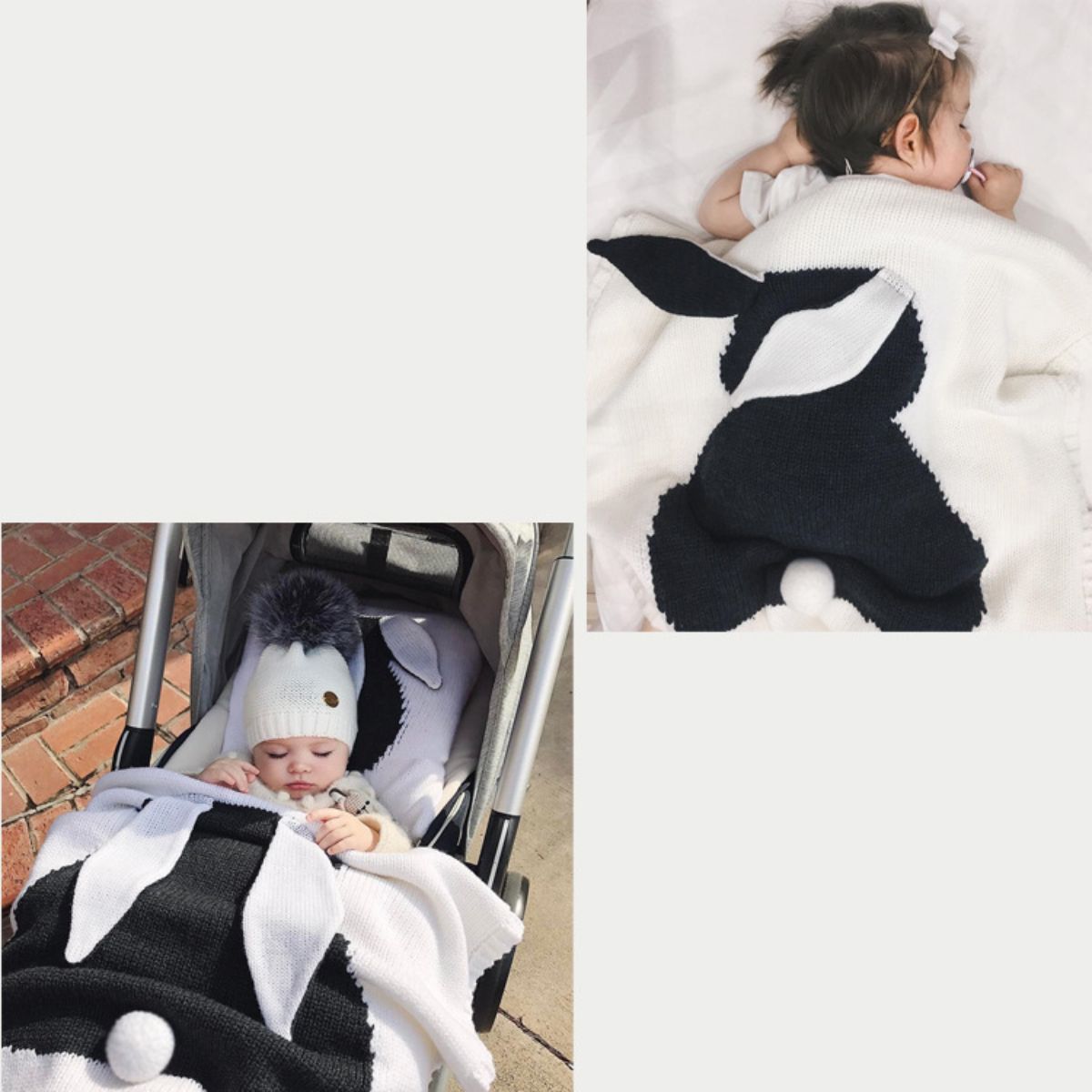 3D Rabbit Children&#39;s Knitted Blanket