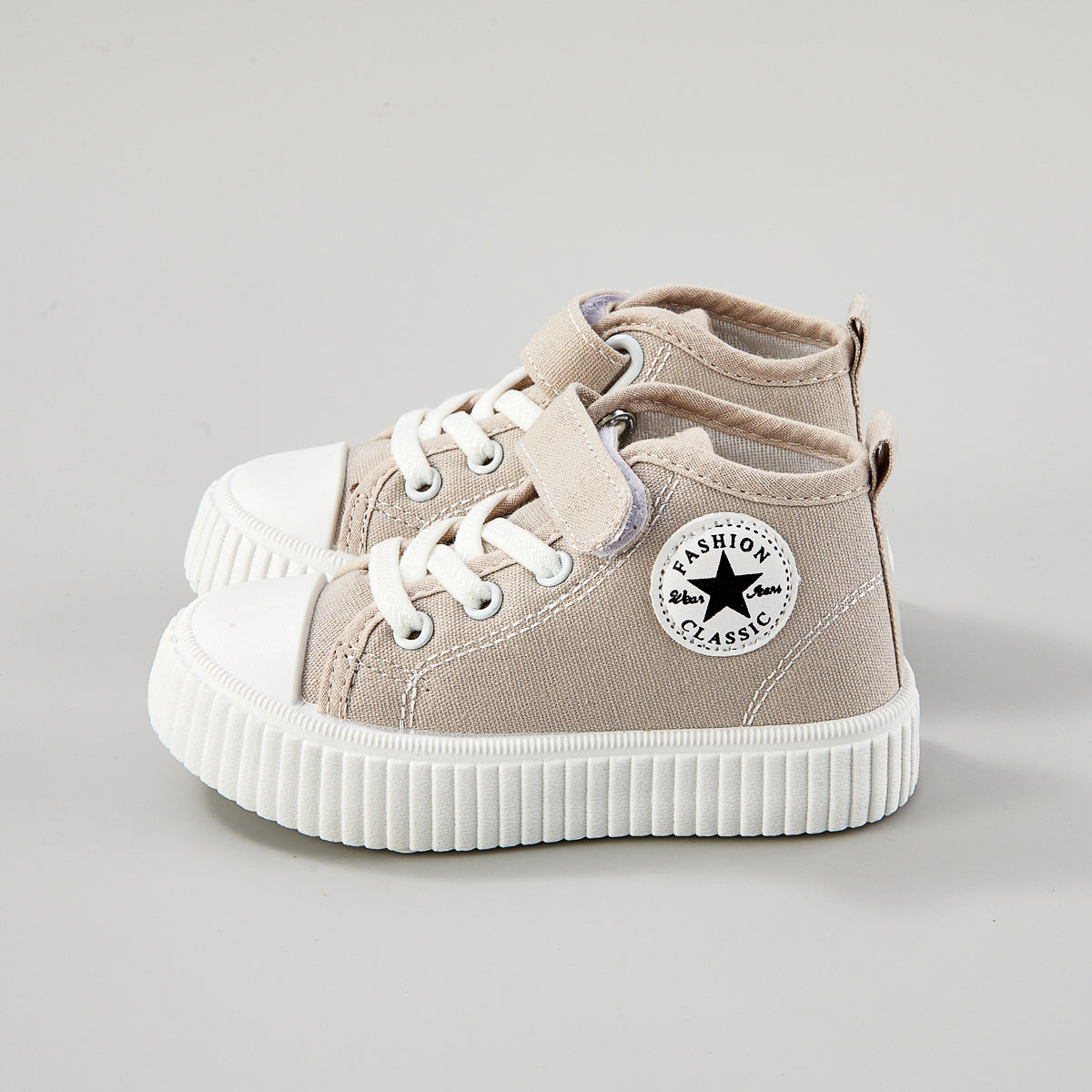 Children's solid color star high top canvas shoes