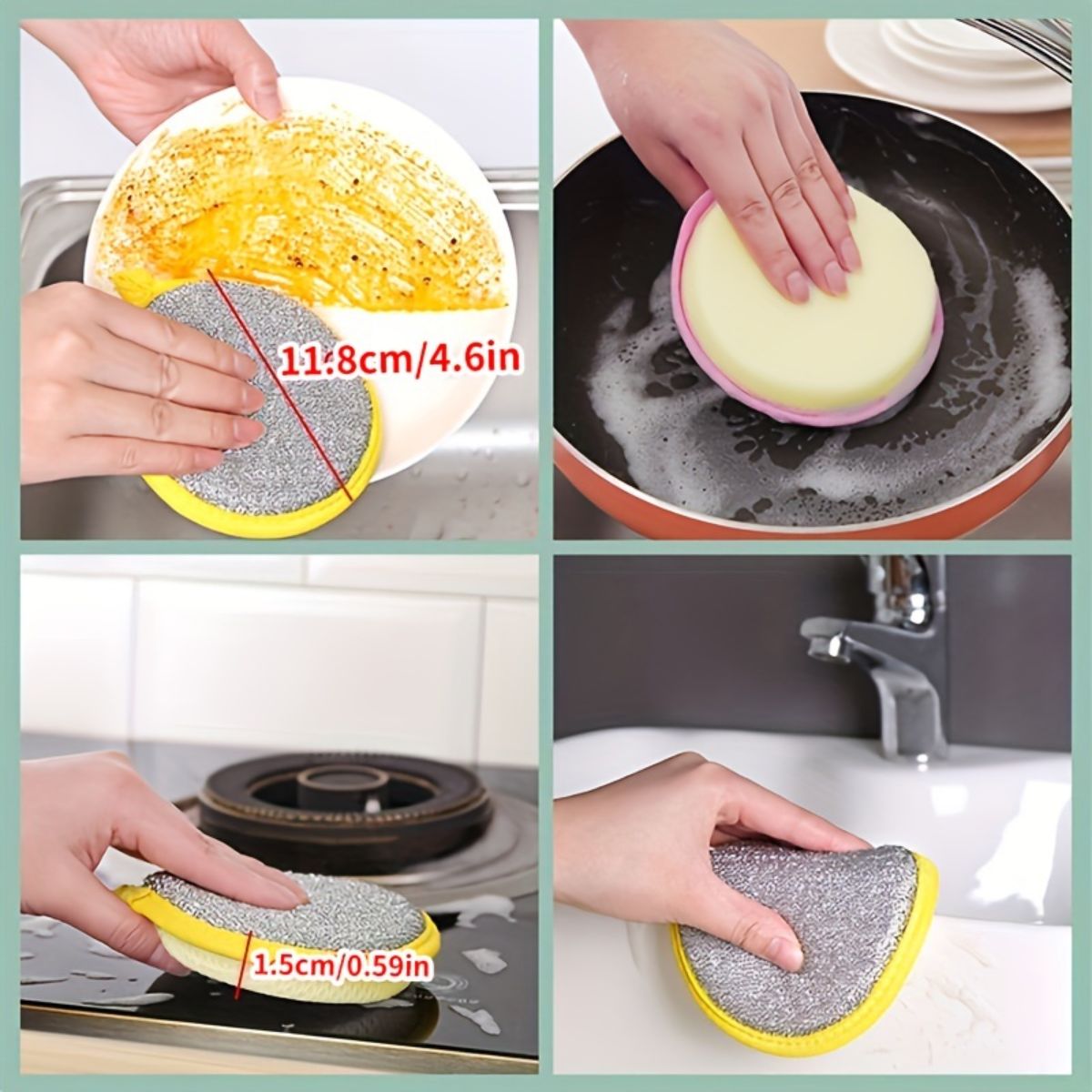 Round kitchen sponge dishwashing scouring pad 12 pieces