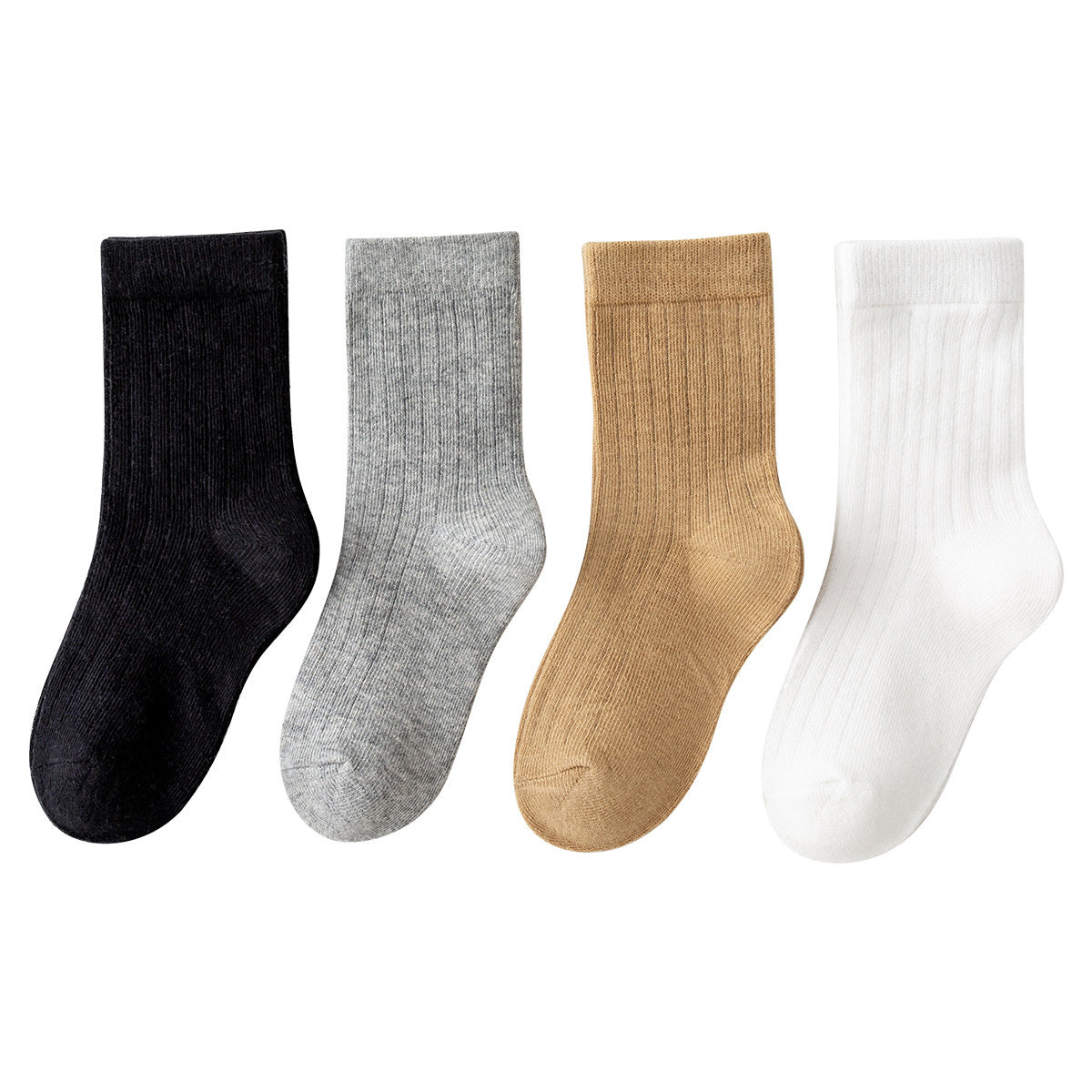 Children's men's and women's solid color simple college style pure cotton breathable soft short socks set