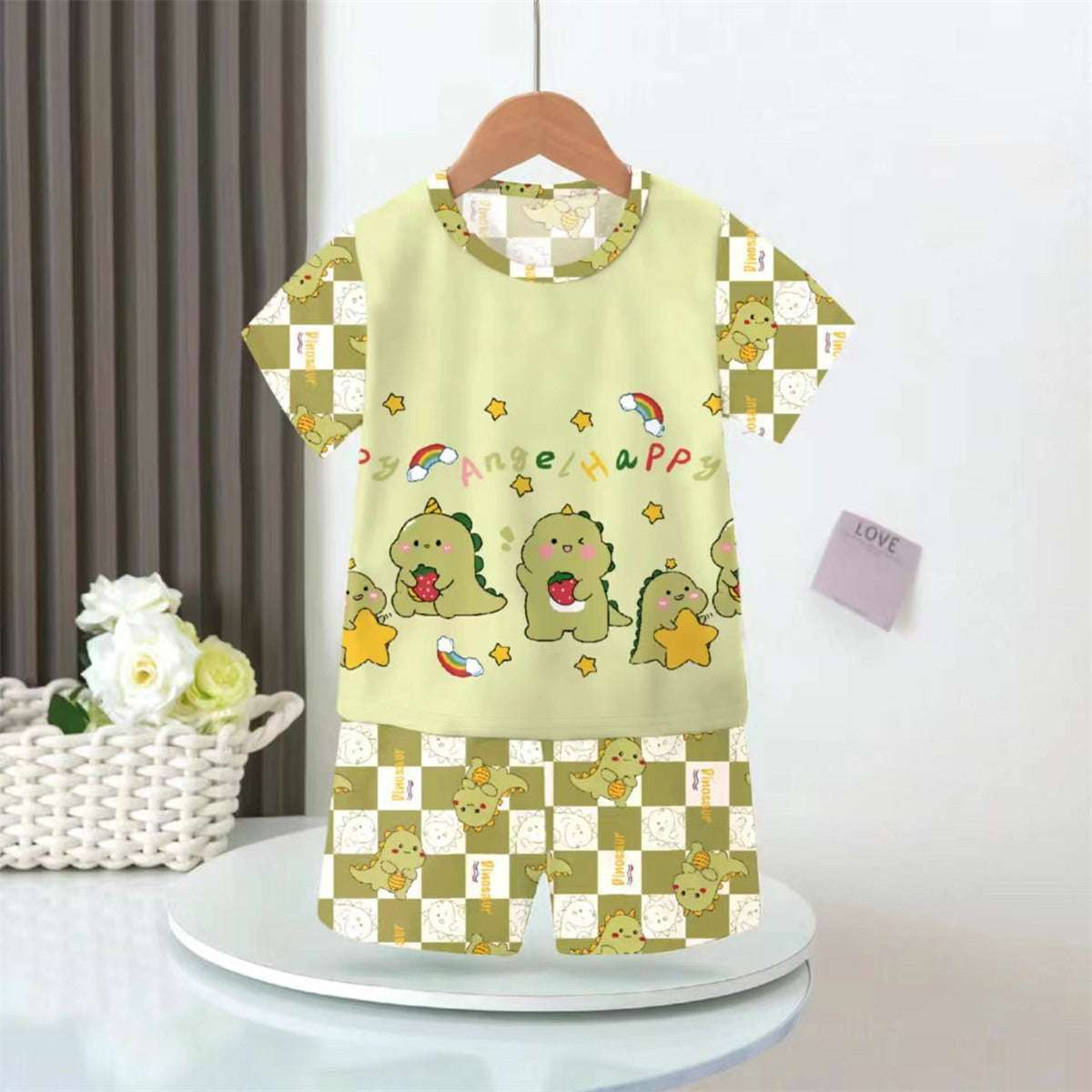 Boys cartoon short-sleeved thin baby children's fashionable casual air-conditioned home clothes set