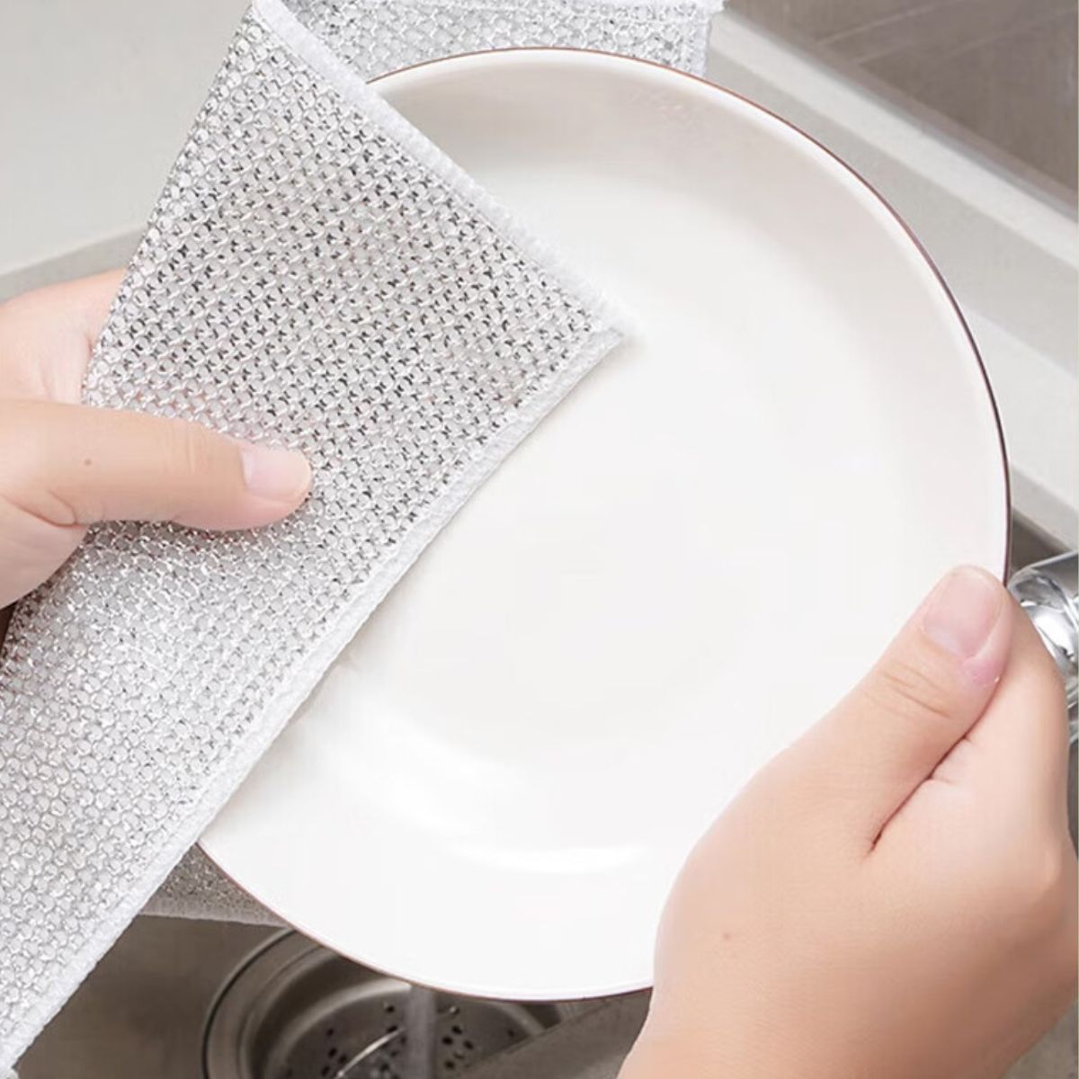 Double-sided silver wire cleaning cloth steel wire dish cloth 6 pieces