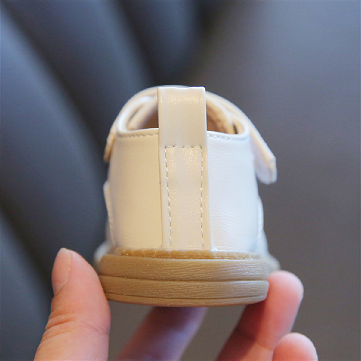 Children's solid color Velcro soft-soled leather shoes