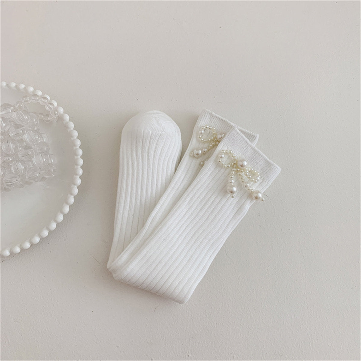 Children's Temperament Pearl Sweet Lady Style Boneless Middle Socks