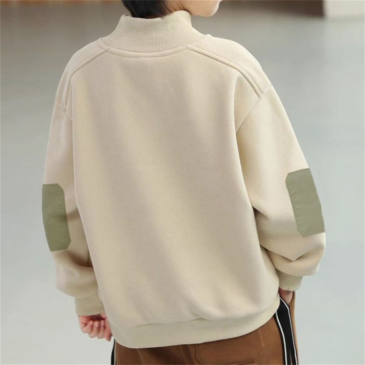 Winter plus velvet fashionable letter casual color matching style bottoming shirt for middle and large boys