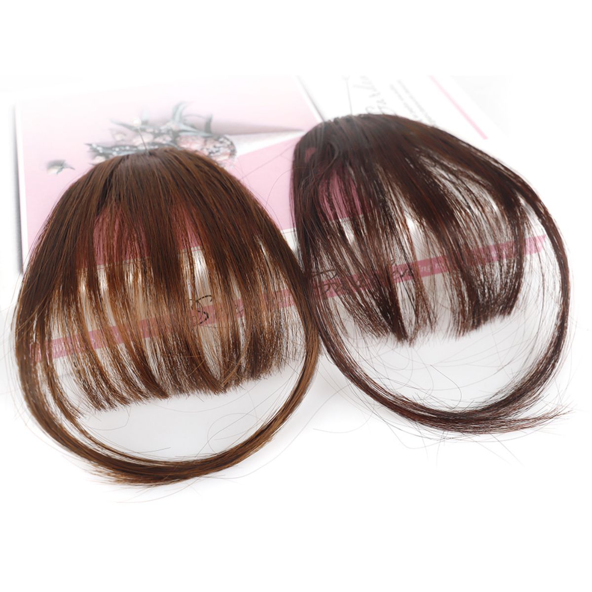 Chemical fiber wig with air bangs, thin fake bangs for women with sideburns, straight bangs wig