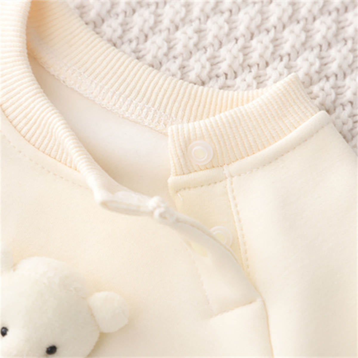 Baby autumn and winter three-dimensional bear plush thick warm jumpsuit