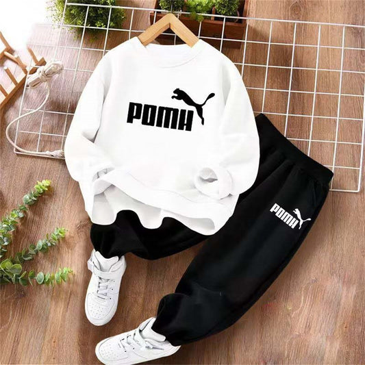 Boys' Urban Casual Sports Style Animal Pattern Letters Long Sleeve Sweater Set