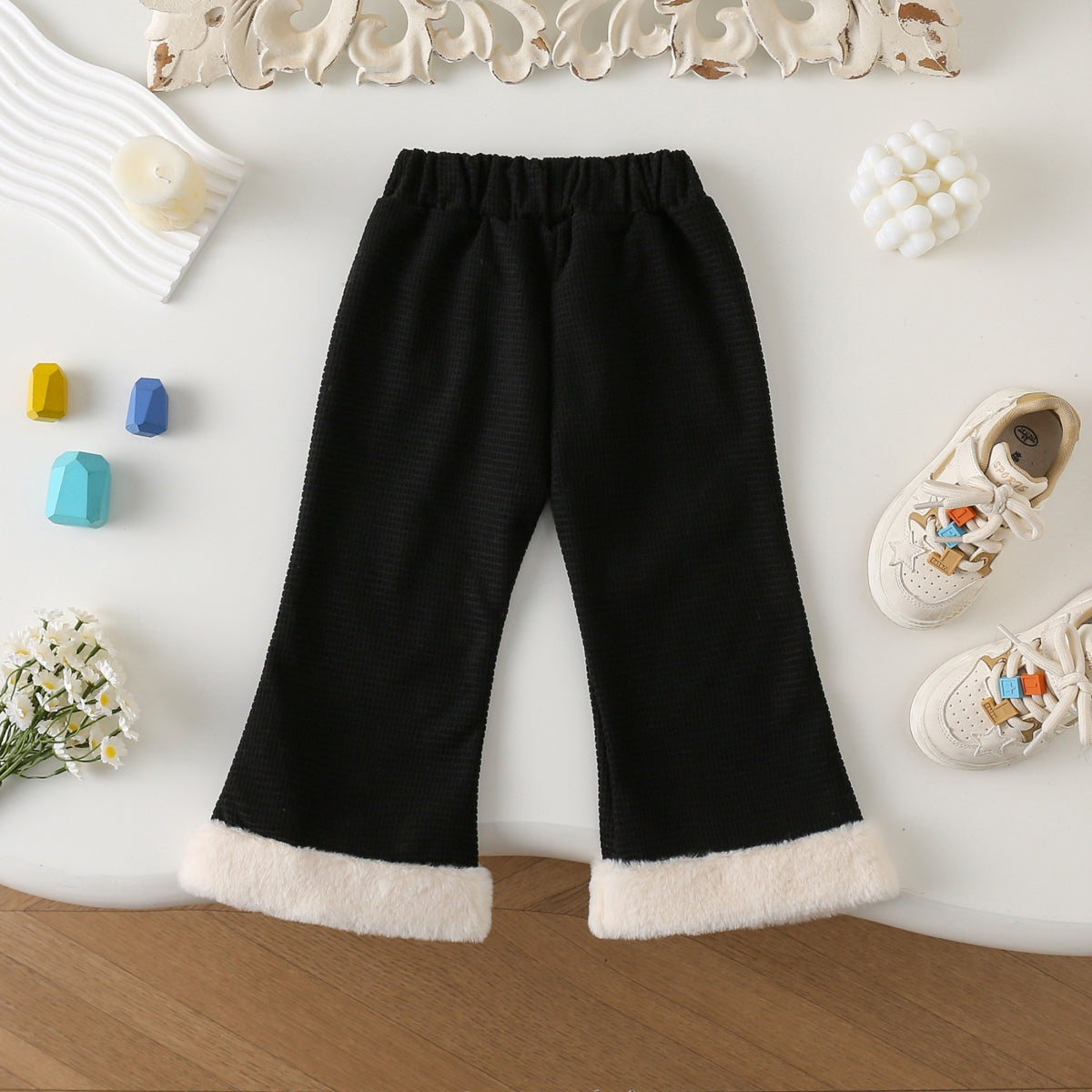 Autumn and winter children&#39;s clothing for girls, composite Austrian grain velvet wide-leg pants, corduroy children&#39;s trousers and velvet pants