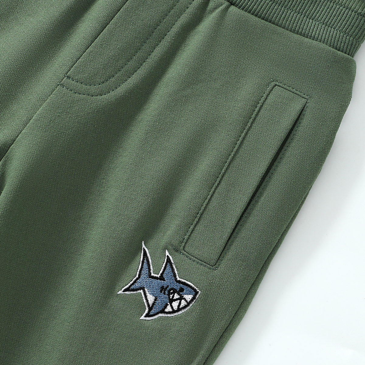 Shark embroidered cropped trousers