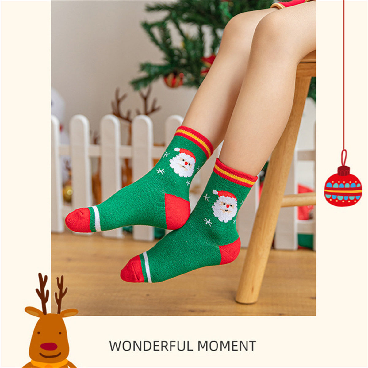 Children's boys and girls Christmas cute funny cotton breathable socks set