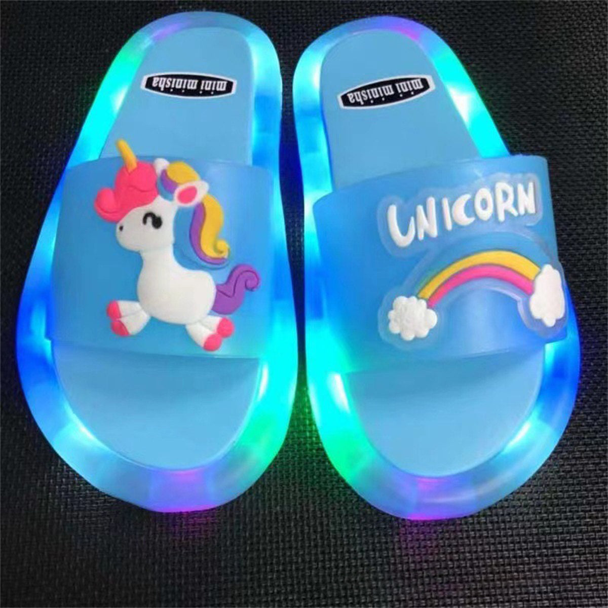 Toddler Boys' Glowing Unicorn Pattern Flip Flops