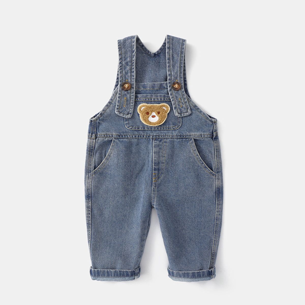 Baby denim overalls children's spring new boys and girls cartoon casual pants