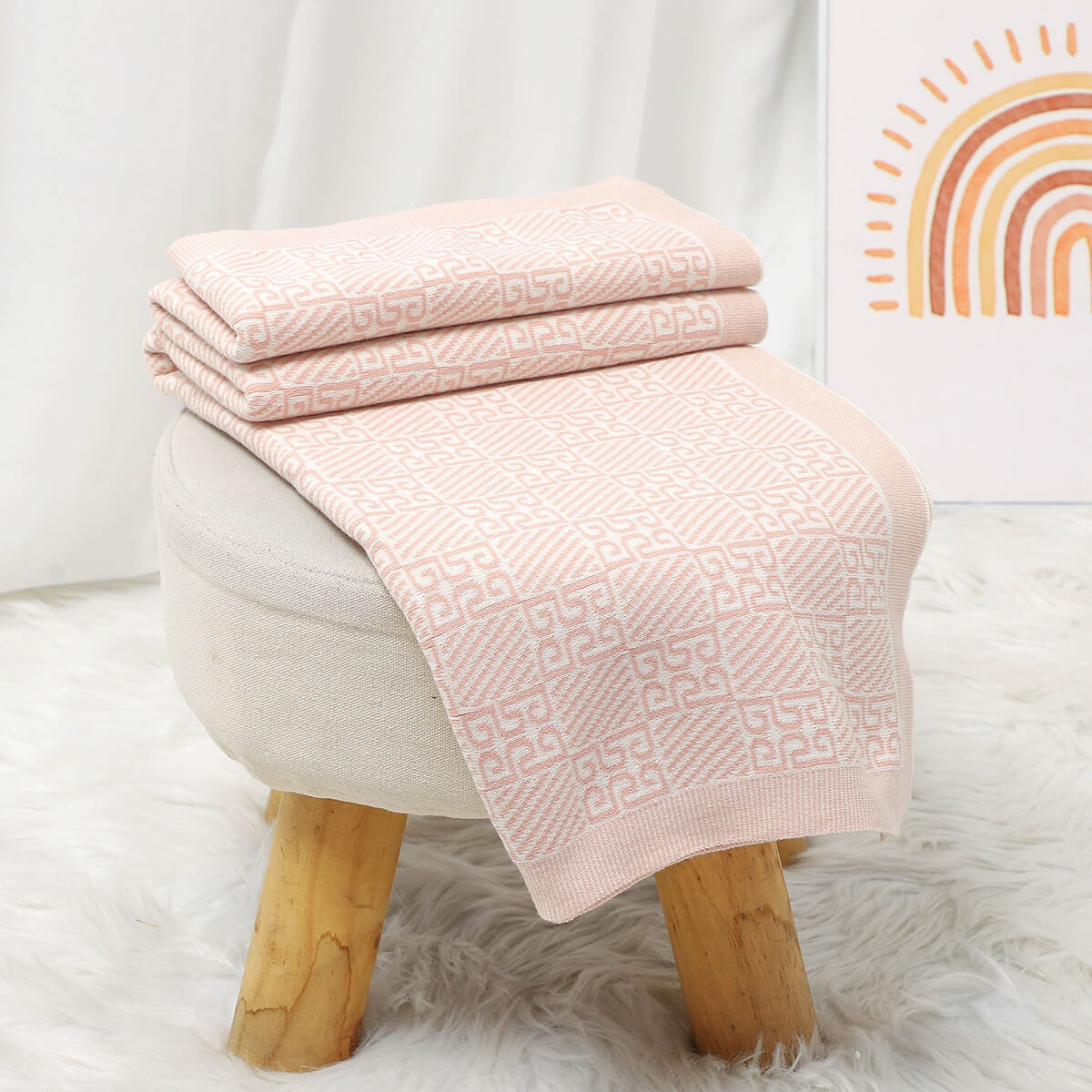 Baby Blanket Solid Color Knitted Baby Cover Blanket Hug Quilt Windproof Quilt