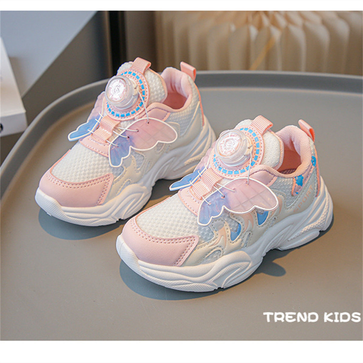 Little girls princess style butterfly wings rotating button autumn sports shoes