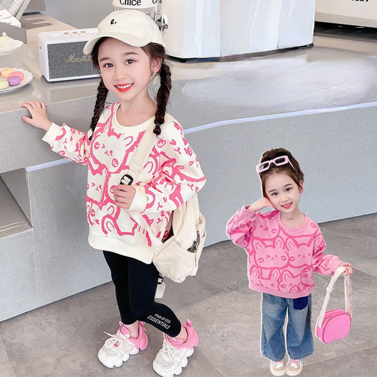 Girls Spring and Autumn Long Sleeve Sweater Bottoming Shirt New Style Cartoon Children's T-shirt Spring and Autumn Tops All-match