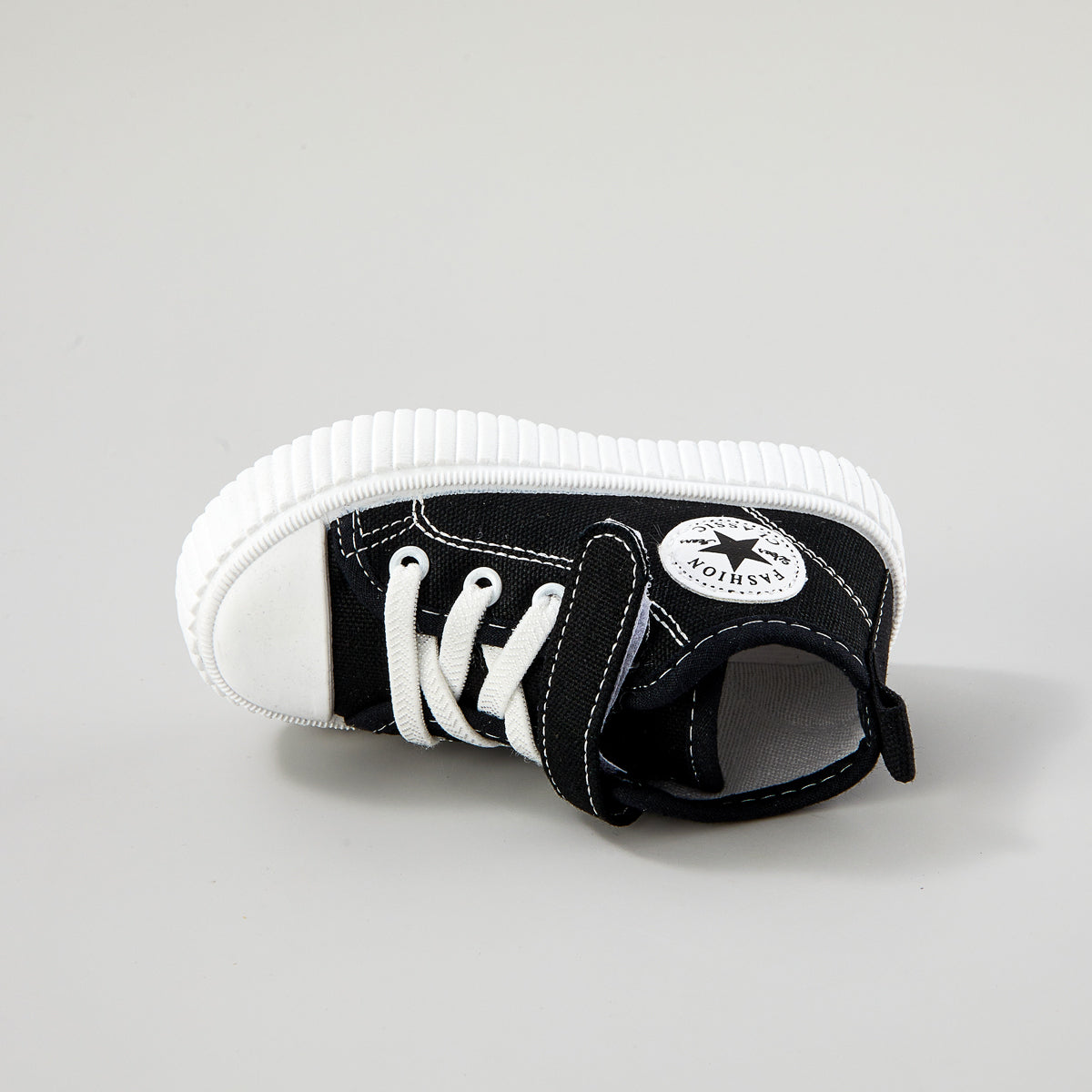 Children's solid color star high top canvas shoes