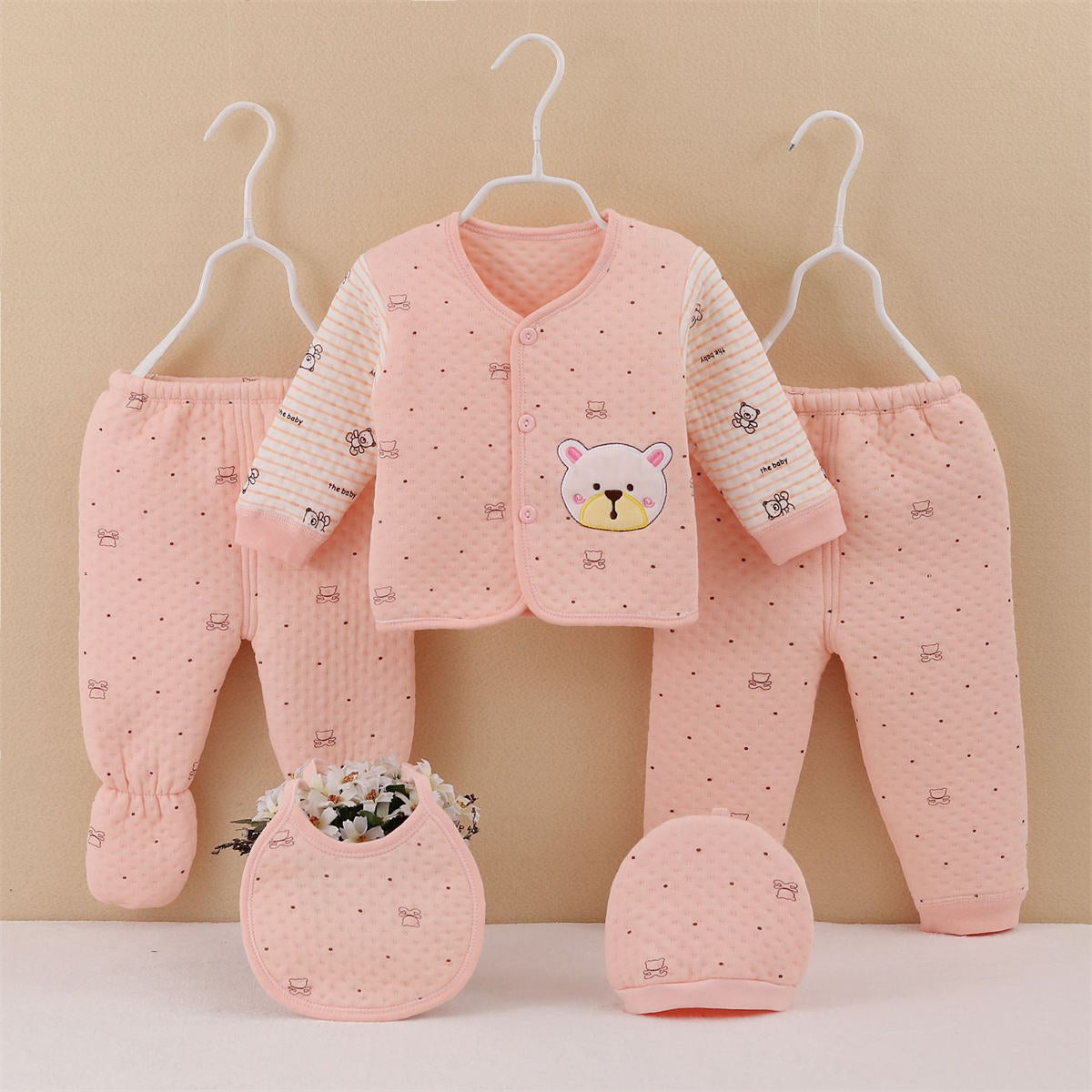 Newborn autumn and winter warm cotton five-piece set